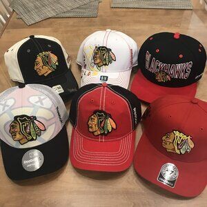 Chicago Blackhawks NHL Black Red Embroidered Cap Hat Reebok YOU PICK